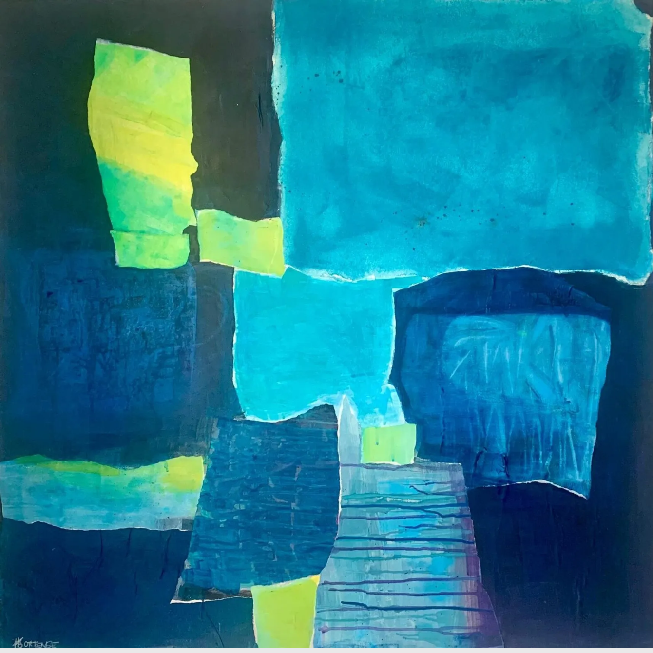 fond marins/bleu/blue/seabed/painting/peinture